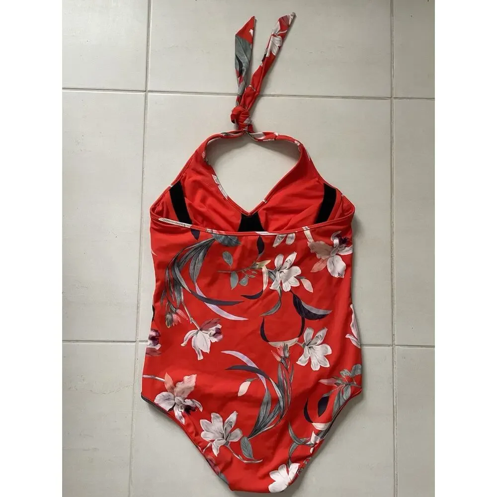 Athleta Swim Women One Piece Halter Swimsuit Waimea Floral Swimwear MT